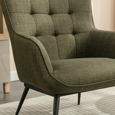 Katelyn Accent Chair with Stool - Moss Green