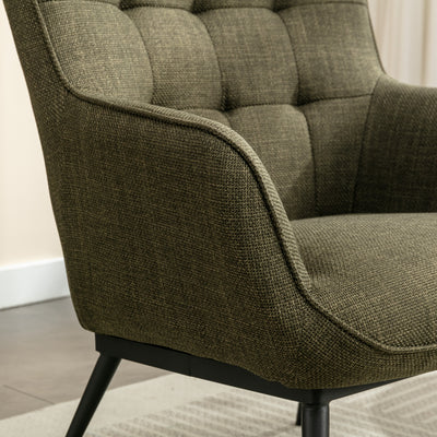 Katelyn Accent Chair with Stool - Moss Green