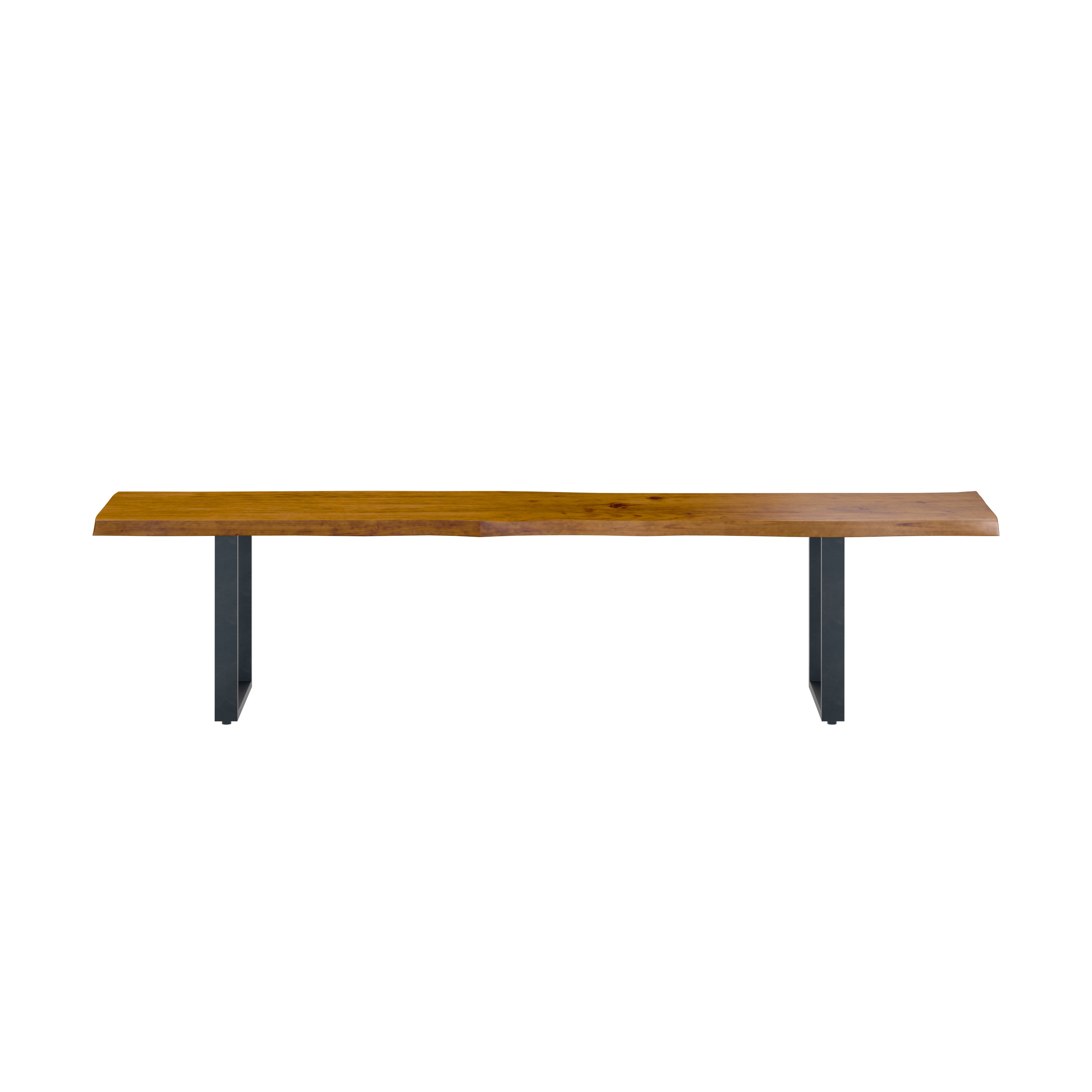 Live Edge 2m Dining Bench with U Shaped Legs - Russet