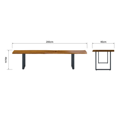 Live Edge 2m Dining Bench with U Shaped Legs - Russet