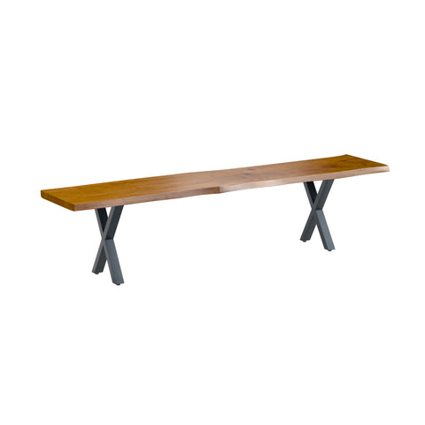 Live Edge 2m Dining Bench with X Shaped Legs - Russet