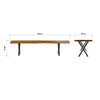 Live Edge 2m Dining Bench with X Shaped Legs - Russet