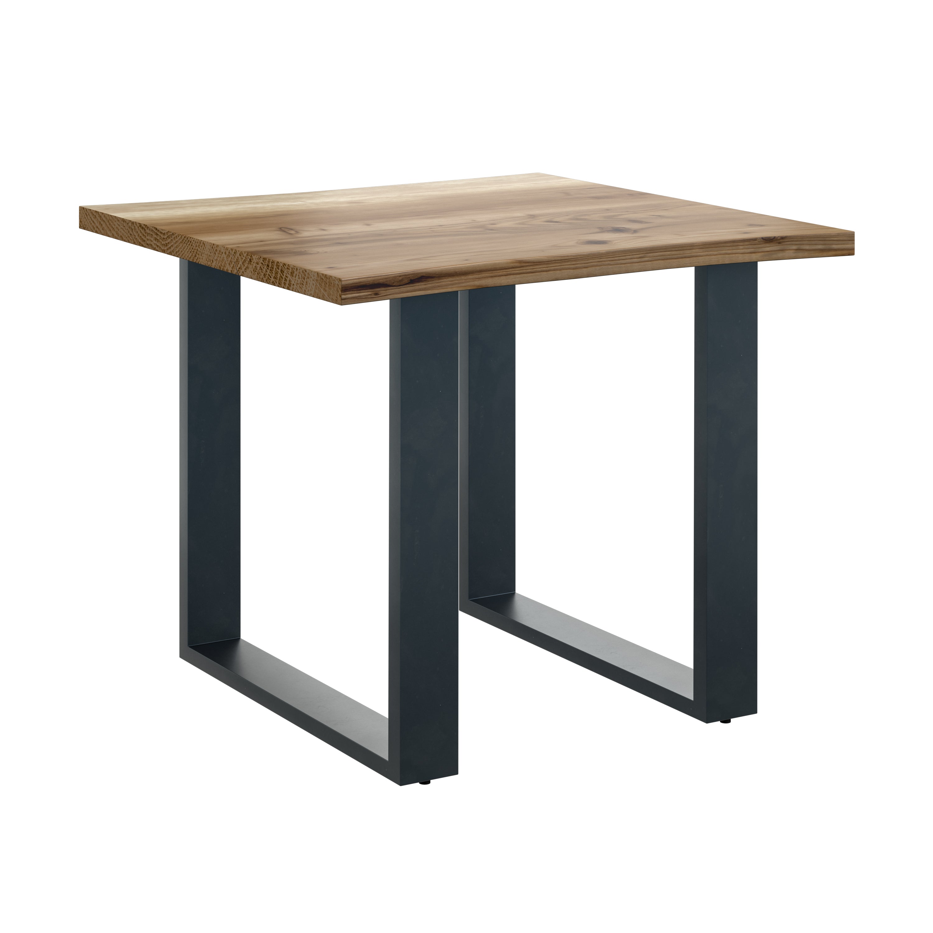 Live Edge Lamp Table With U Shaped Leg - Natural