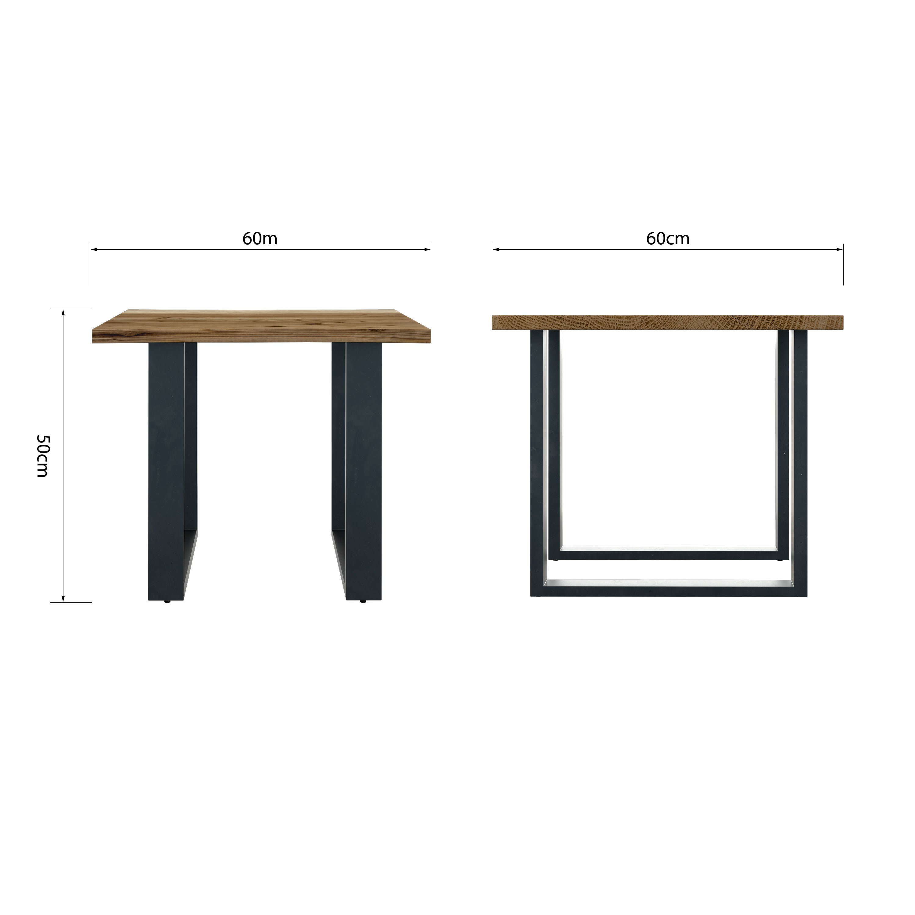 Live Edge Lamp Table With U Shaped Leg - Natural