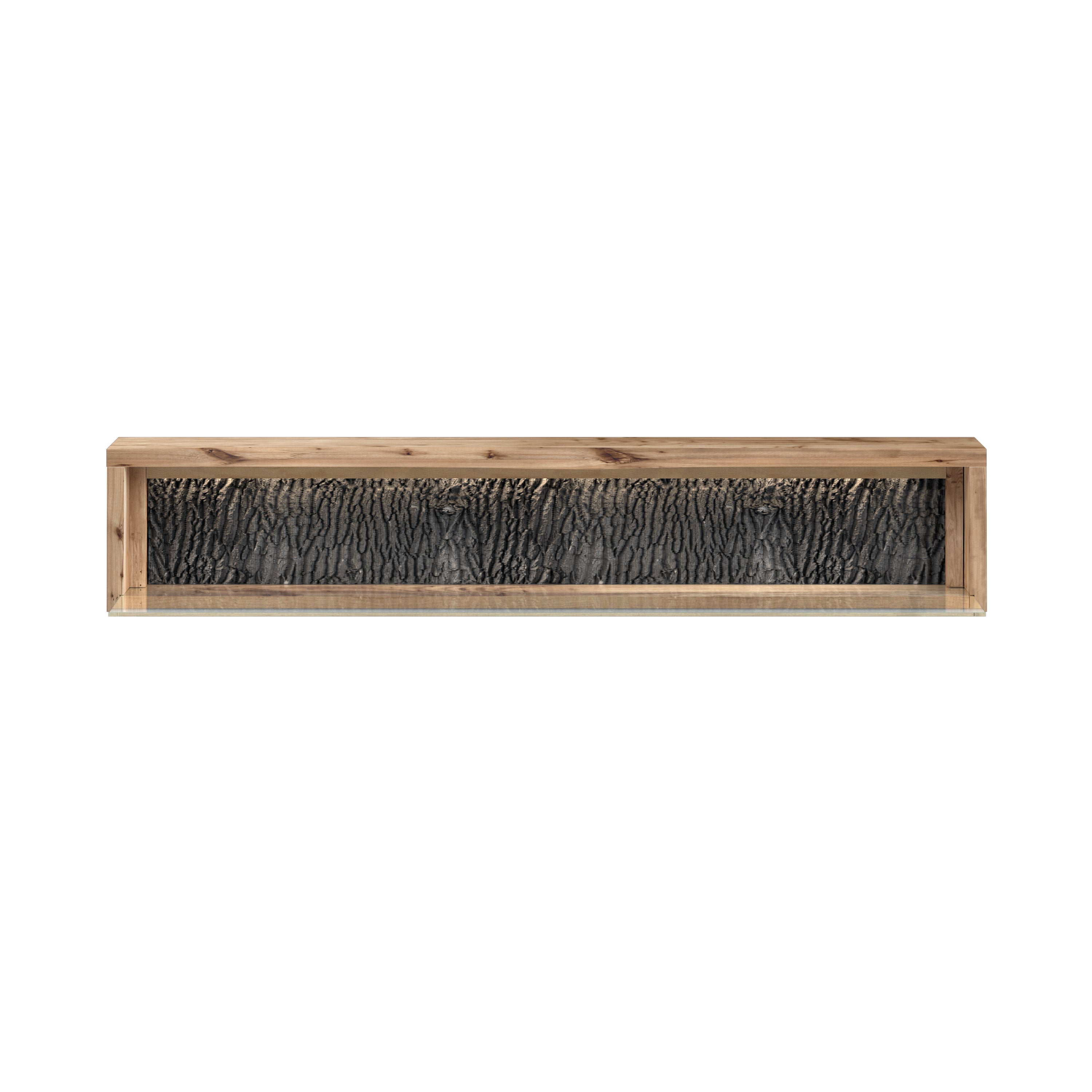Live Edge Wall Shelf with LED Light - Natural