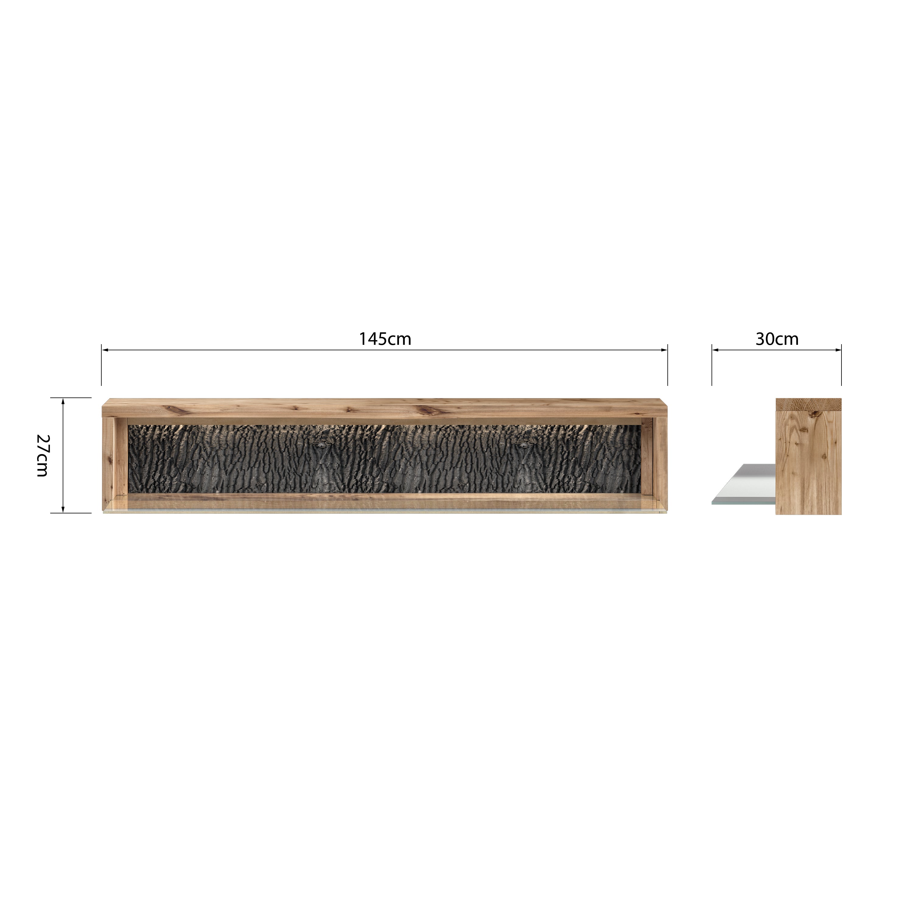 Live Edge Wall Shelf with LED Light - Natural