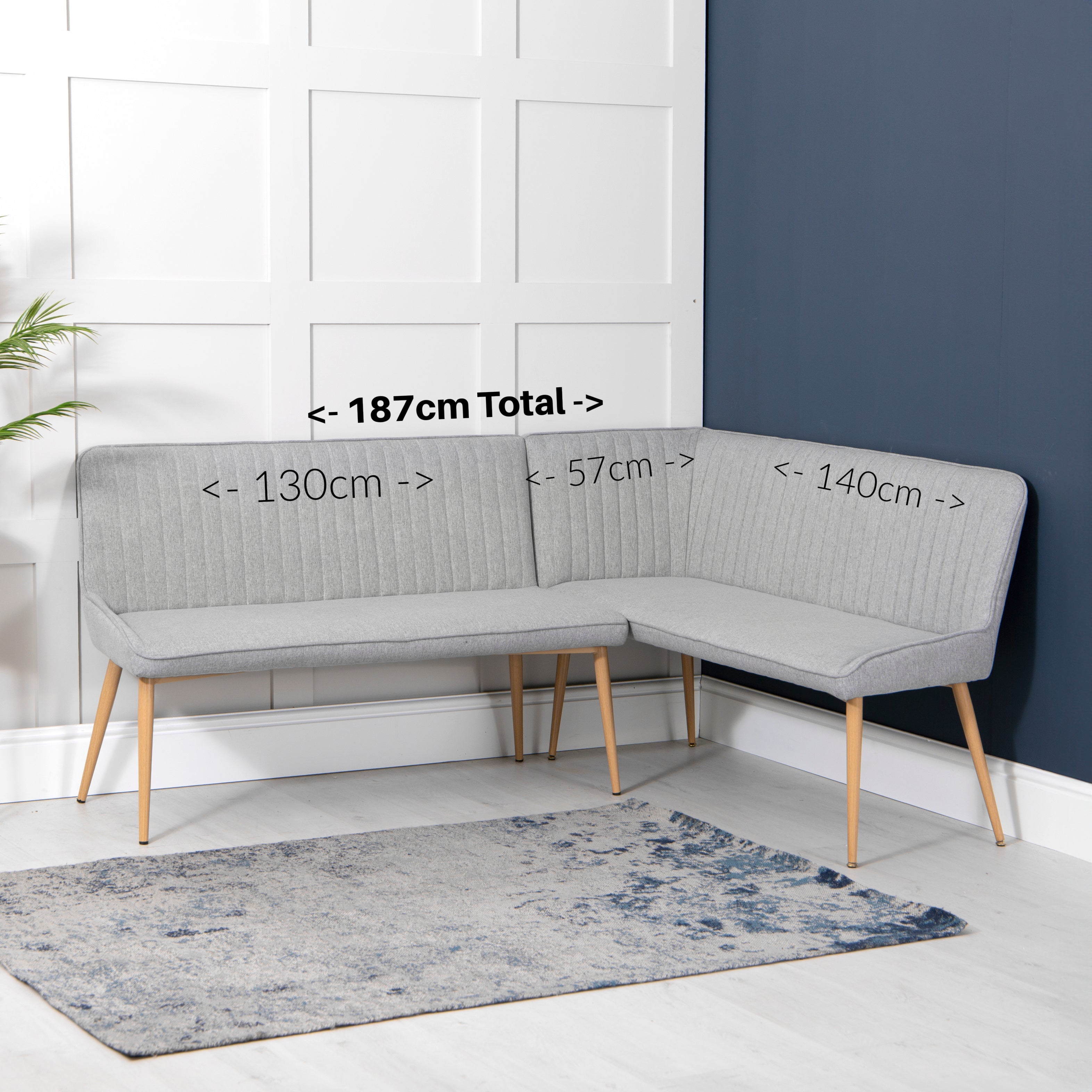 Otis Left Hand Corner Bench - Light Grey