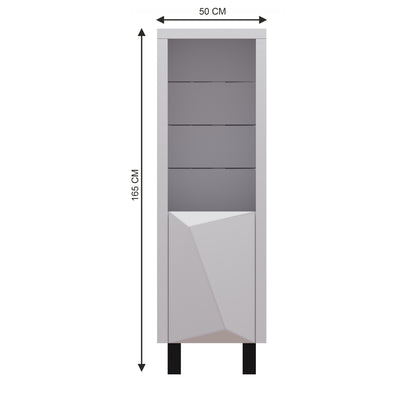 Mint Collection - Tall Narrow Bookcase Display Cabinet - Gloss Grey
