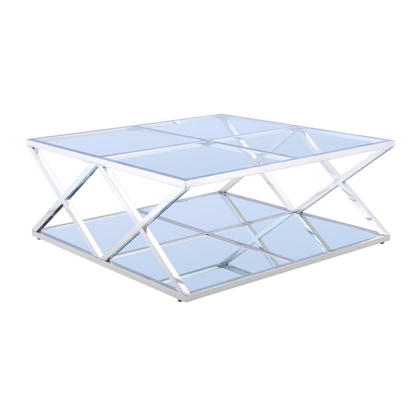Mint Collection - Coffee Table - Glass Cross Leg