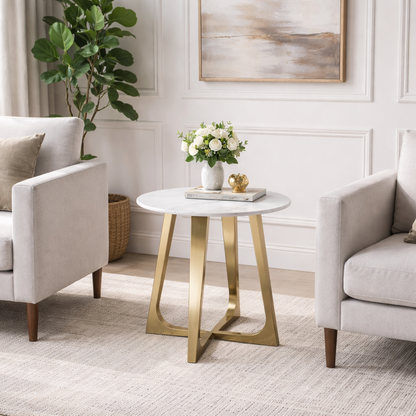 Mint Collection - Lamp Table - Marble and Gold