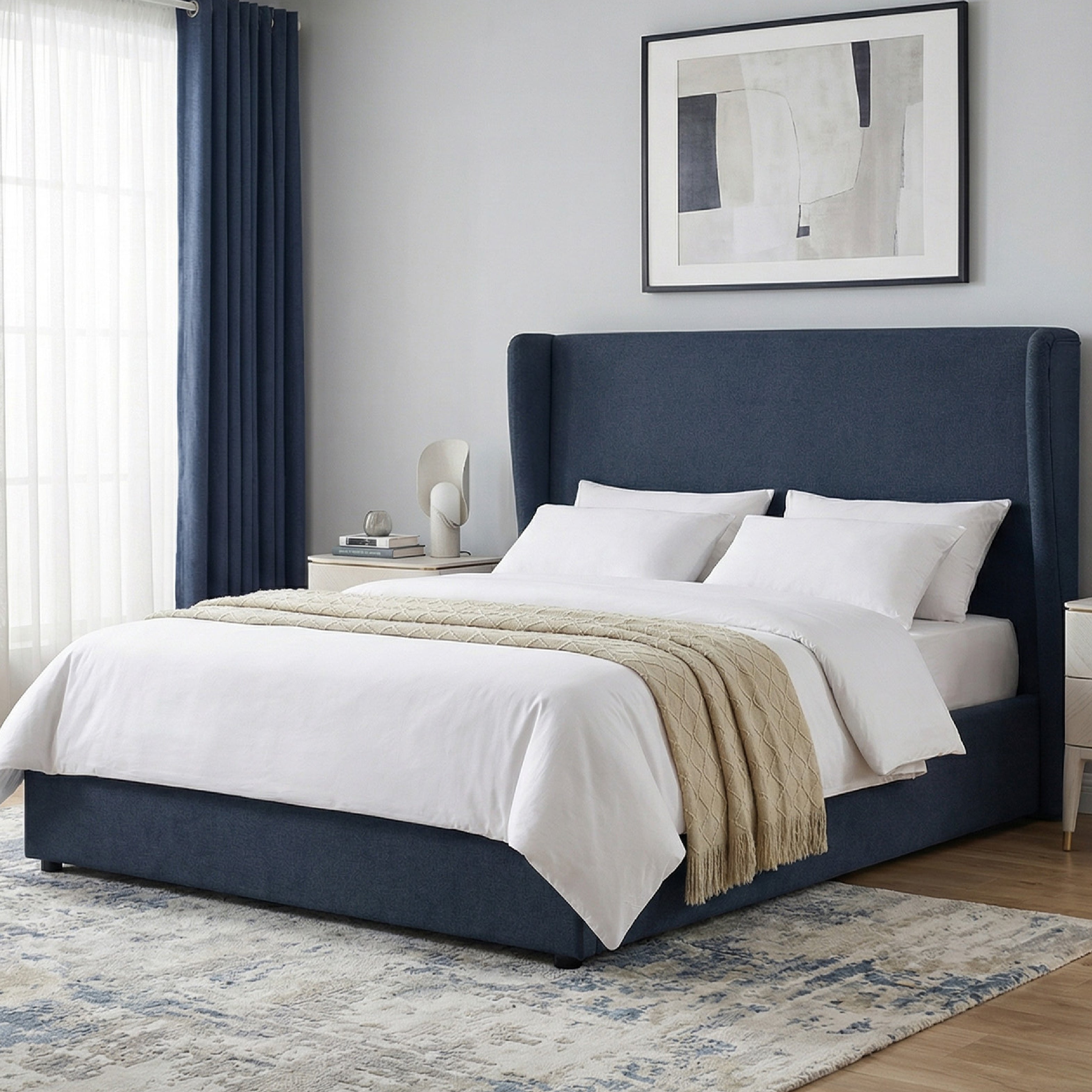 Margot Ottoman Bed Frame - Navy
