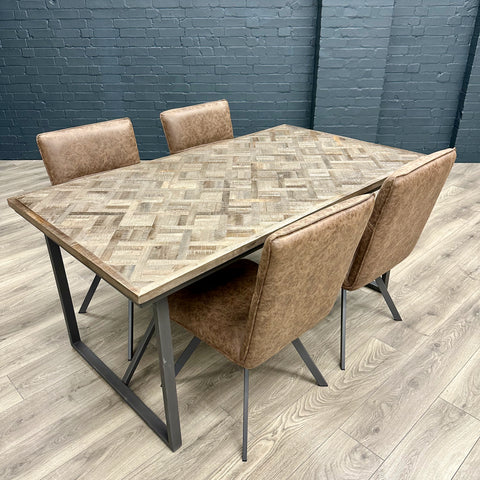 Manhattan Industrial 1.6m Table PLUS x4 Chairs - Showroom Clearance