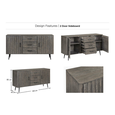Monarch Sideboard - 2 Door, 3 Drawer
