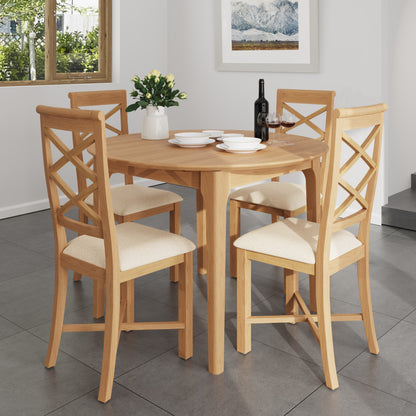 Rimini Oak Round Butterfly Extending Dining Table