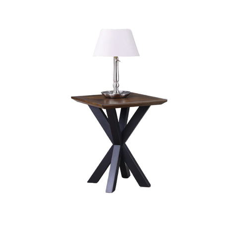 Nevada Industrial Square Lamp Table Parquet Top