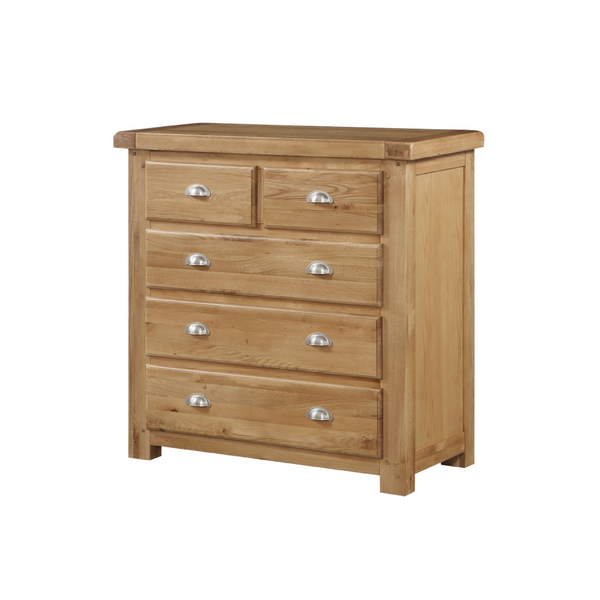 Newbridge Oak Chest of Drawers - 2 over 3