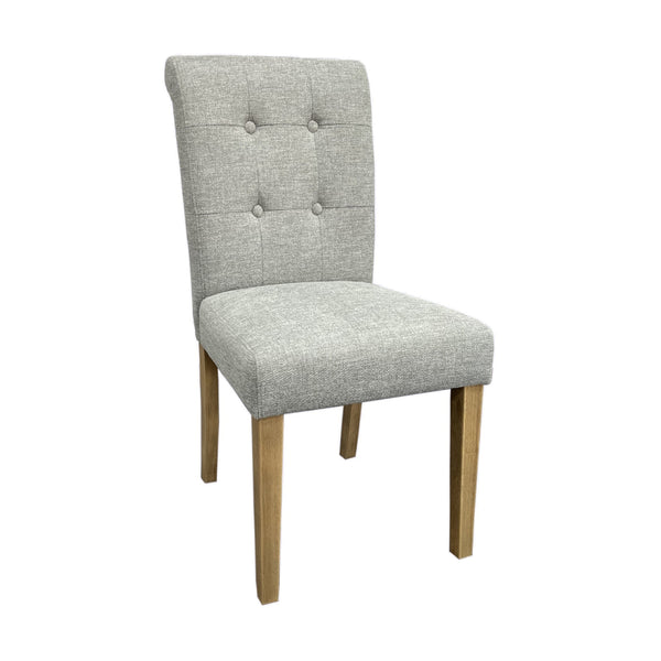 Newby Light Oak Dining Chair - Upholstered Light Grey