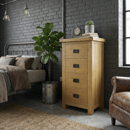Oakdale Oak - 4 Drawer Narrow Chest
