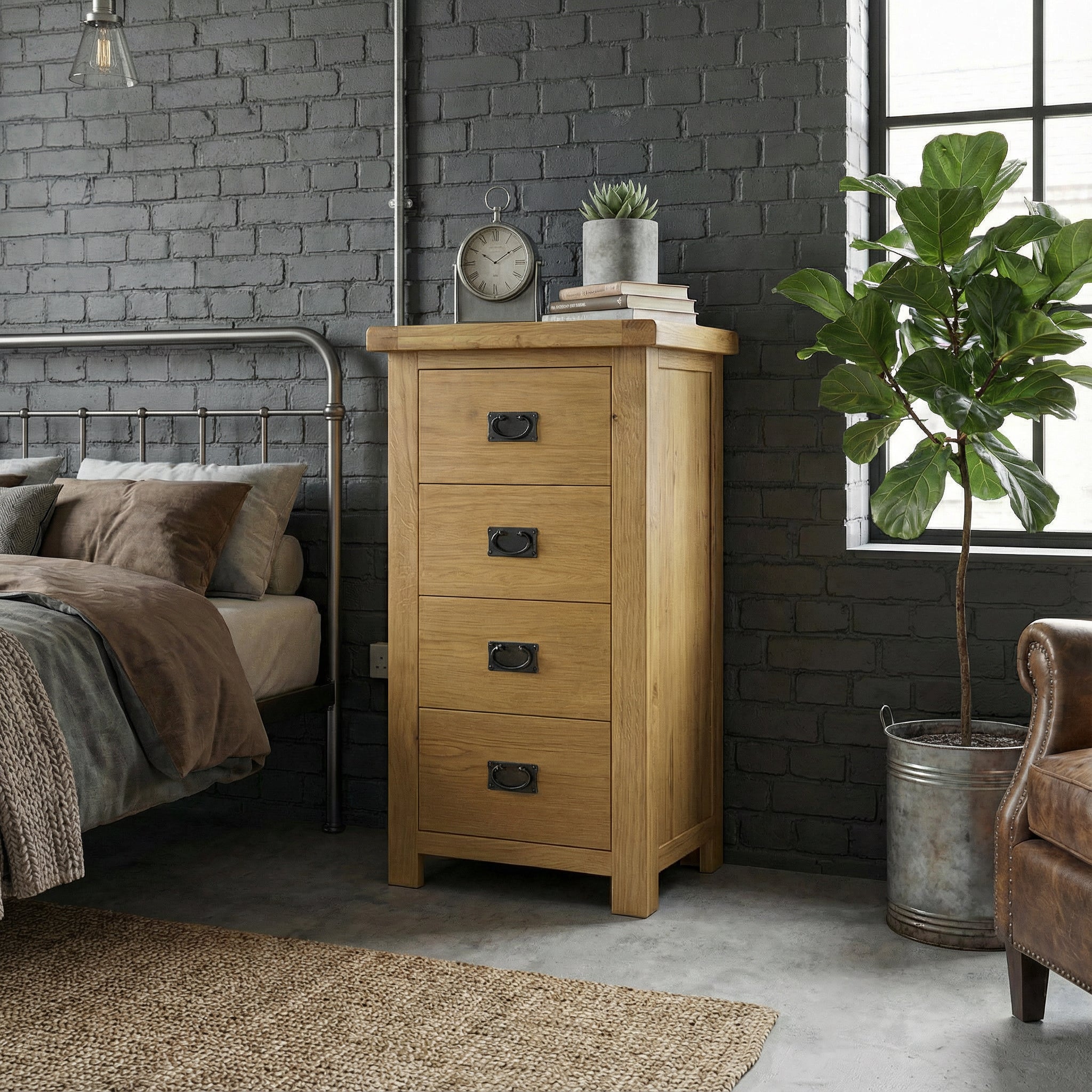 Oakdale Oak - 4 Drawer Narrow Chest