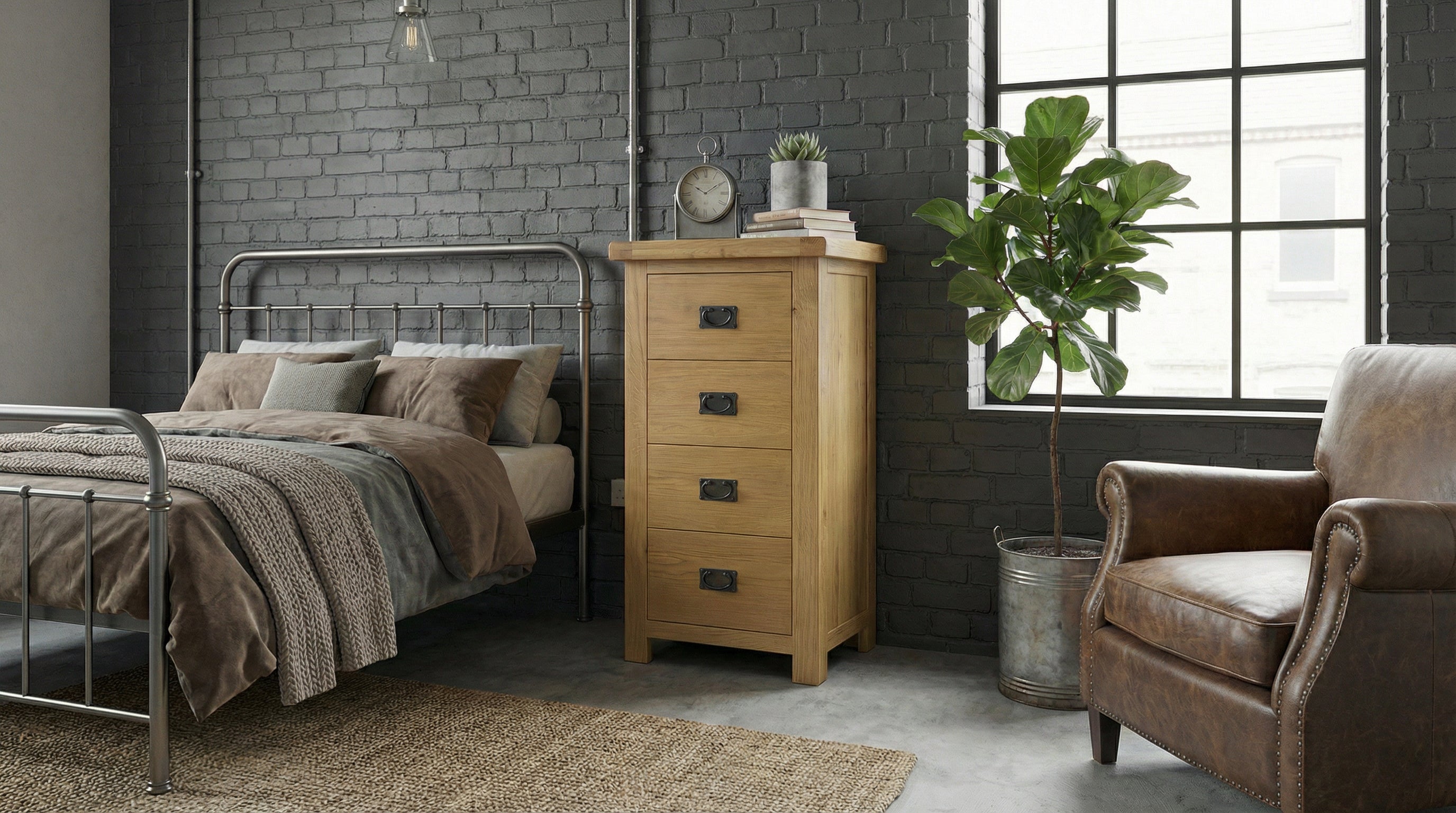 Oakdale Oak - 4 Drawer Narrow Chest