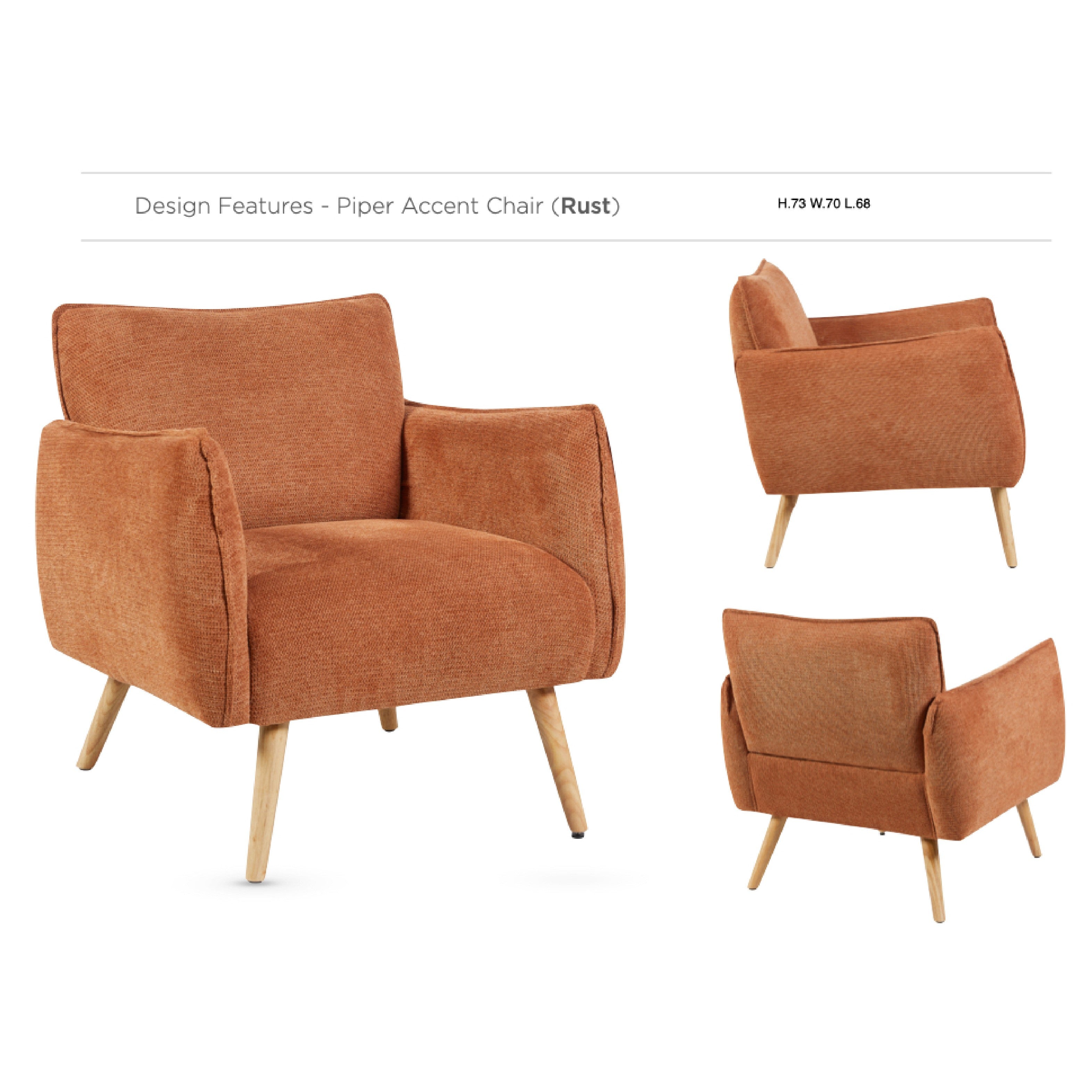 Piper Accent Chair - Rust | The Oak Outlet Co.