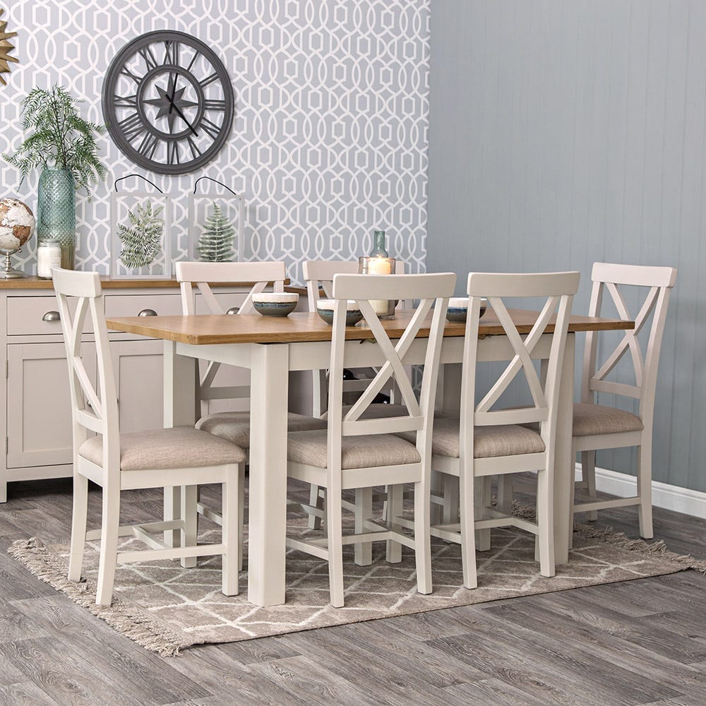 Oregon Oak & Stone Painted Dining Table - Extending 1.2m