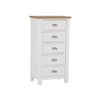 Oregon Oak & White Painted Chest of Drawers - 5 Drawer Narrow