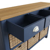 Oregon Oak & Blue Painted Sideboard - 3 Drawer 6 Baskets