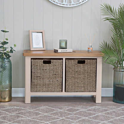 Oregon Oak & Stone Painted Hall Bench