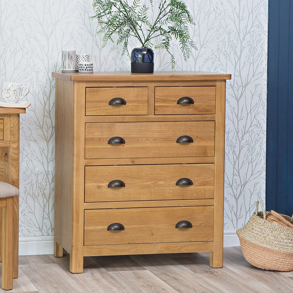 Oregon Oak Chest of Drawers - 2 Over 3 Chest