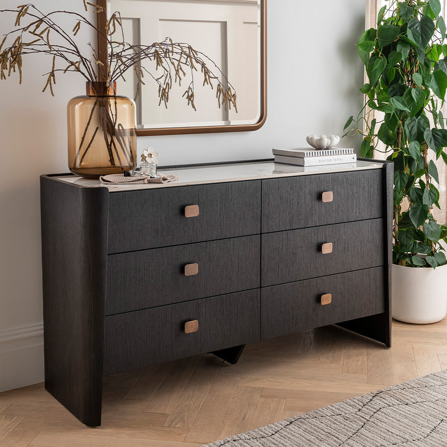 Rhodes 6 Drawer Chest of Drawers - Ebony