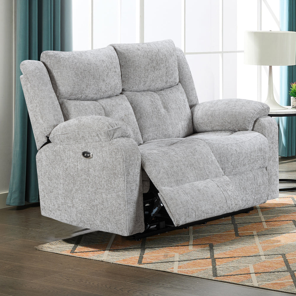 Rome 2 Seater Sofa - Electric Recliner - Silver