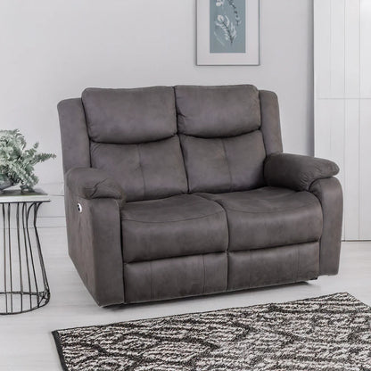 Rome 2 Seater Sofa - Electric Recliner - Steel