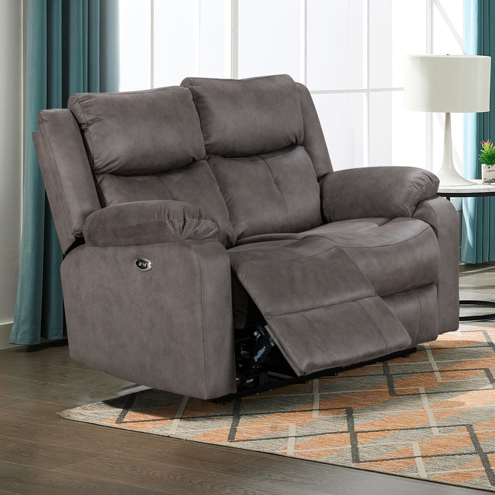 Rome 2 Seater Sofa - Electric Recliner - Steel