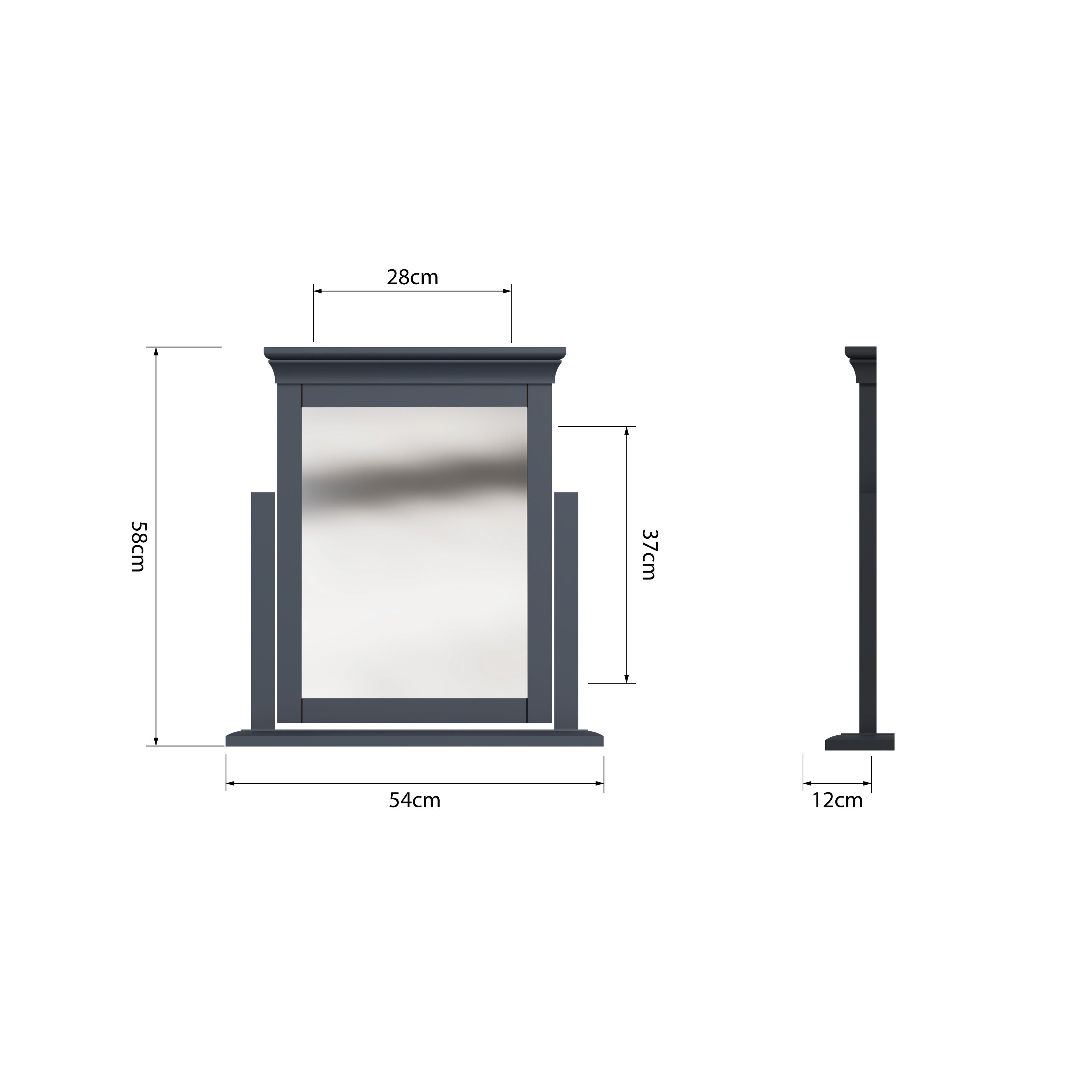 Chantilly Midnight Grey - Large Dressing Table Mirror