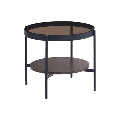 Soho Walnut & Glass - Round Coffee Table