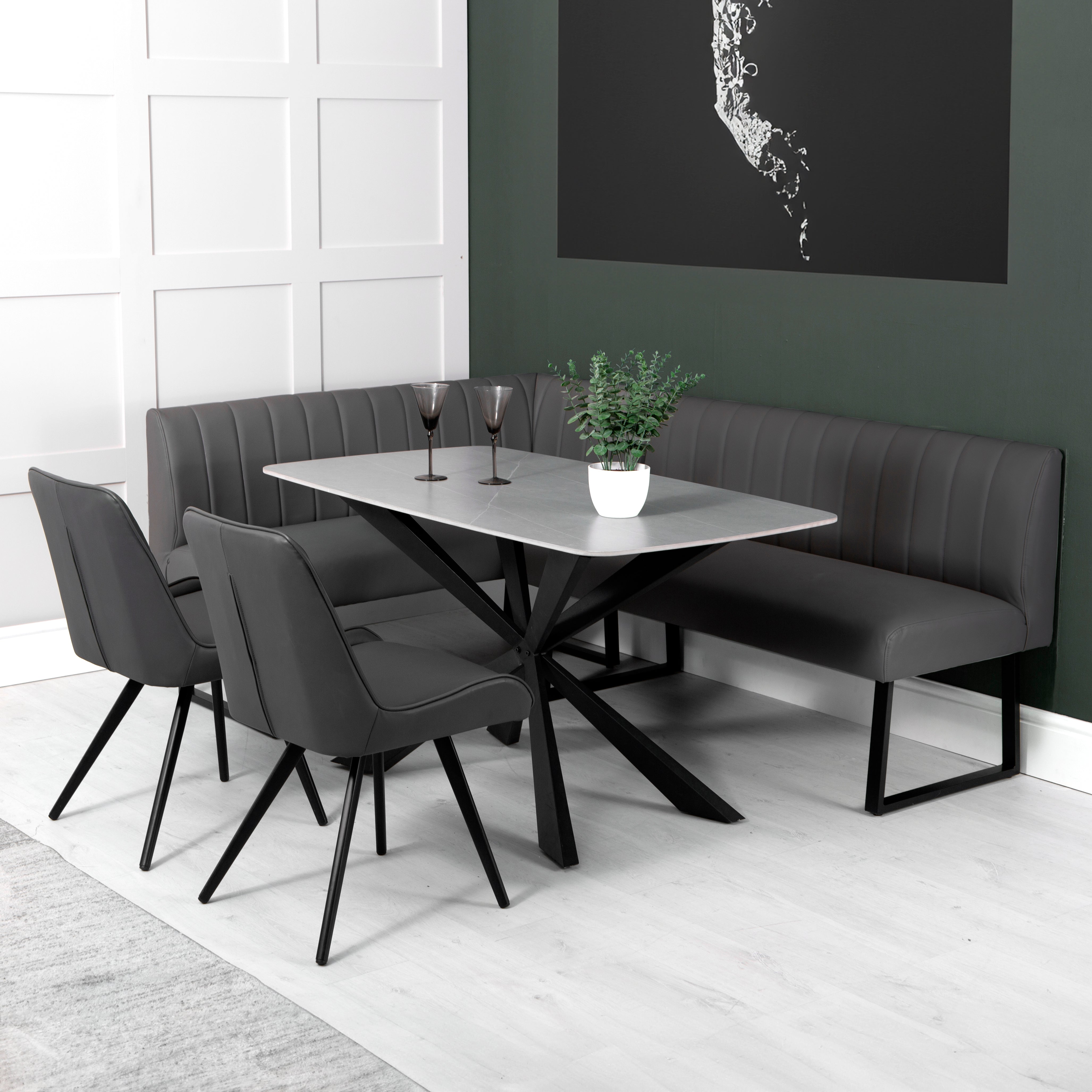 Otto Left Hand Corner Bench - Grey