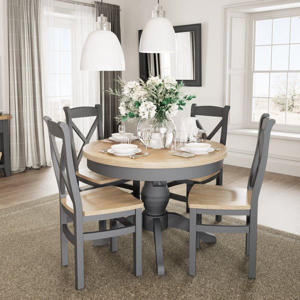 Cotswold Charcoal Painted & Oak - Round Butterfly Extending Table