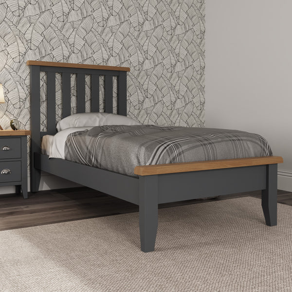 Cotswold Charcoal Painted & Oak Bed - 3ft