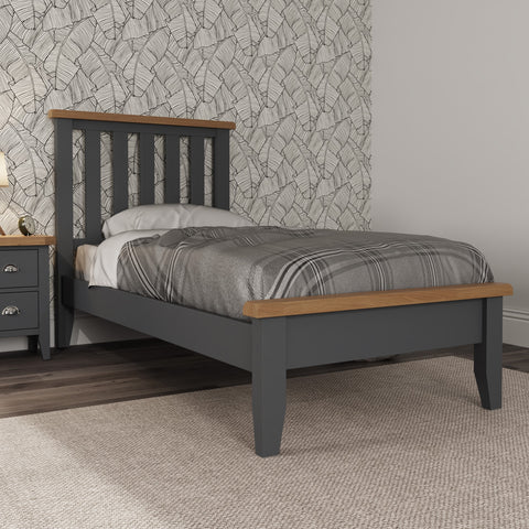 Cotswold Charcoal Painted & Oak Bed - 3ft