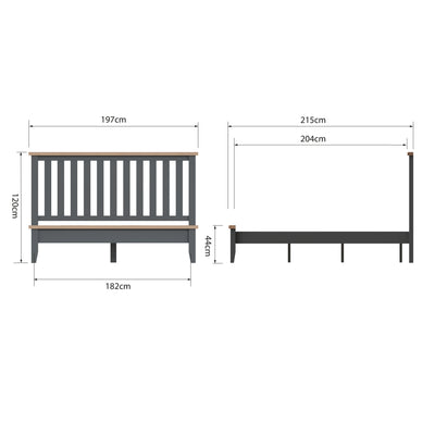 Cotswold Charcoal Painted & Oak Bed - 6ft