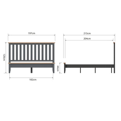Cotswold Charcoal Painted & Oak Bed - 6ft