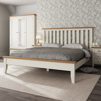 Cotswold White Painted & Oak Bed - 6ft