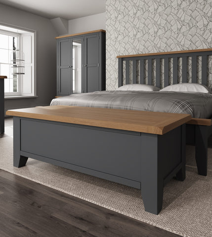 Cotswold Charcoal Painted & Oak Blanket Box