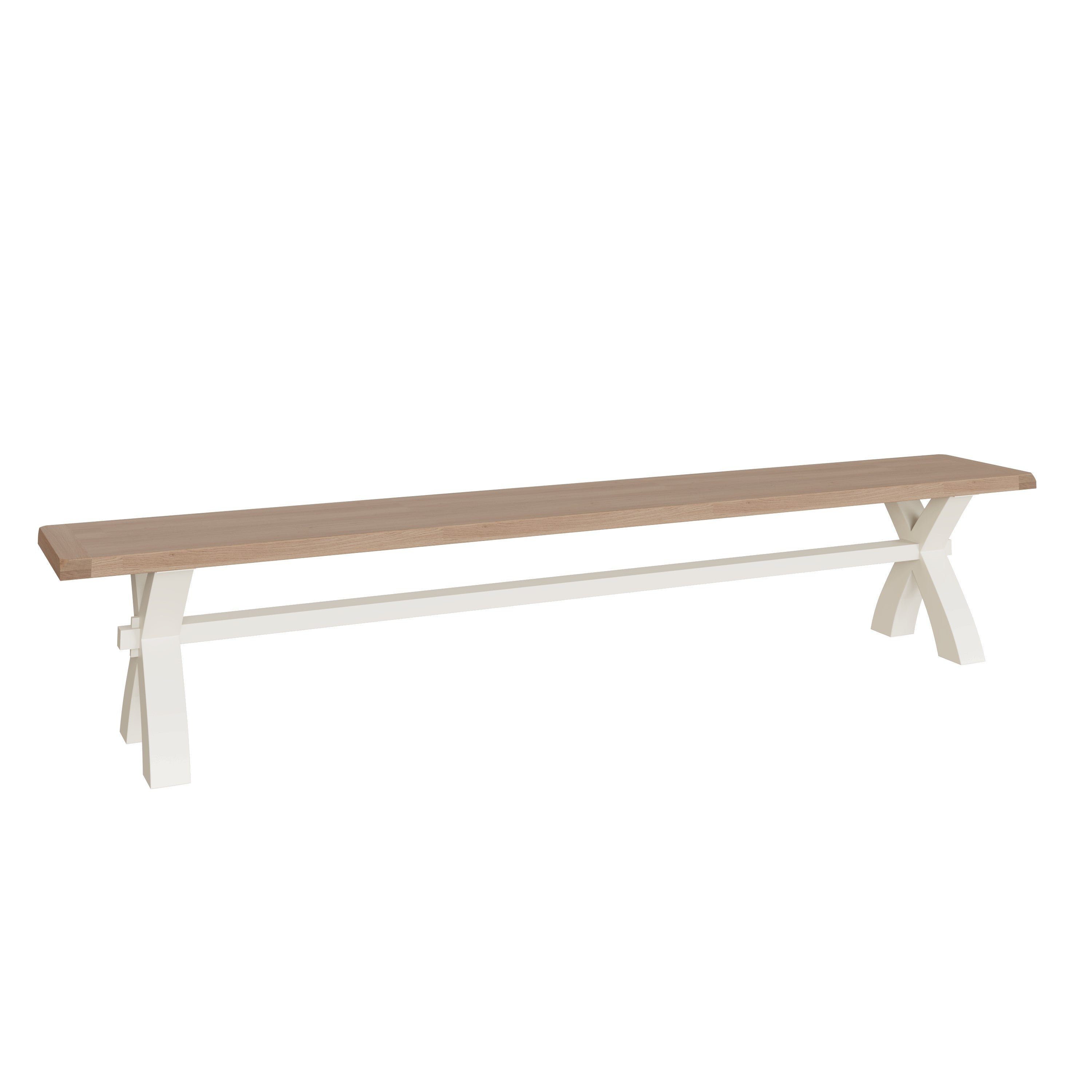 Cotswold White Painted & Oak Dining Bench - Large
