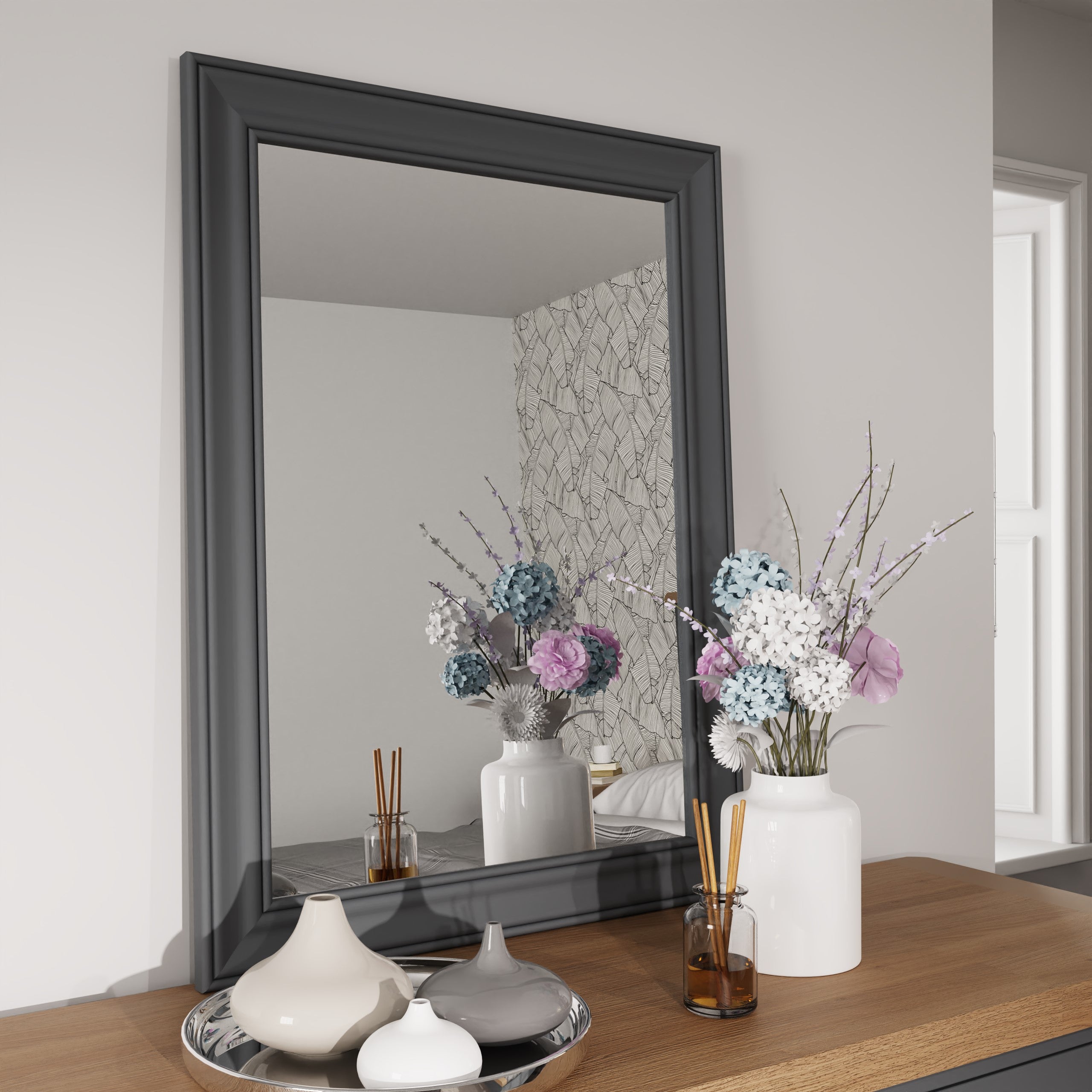 Cotswold Charcoal Painted & Oak Small Wall Mirror