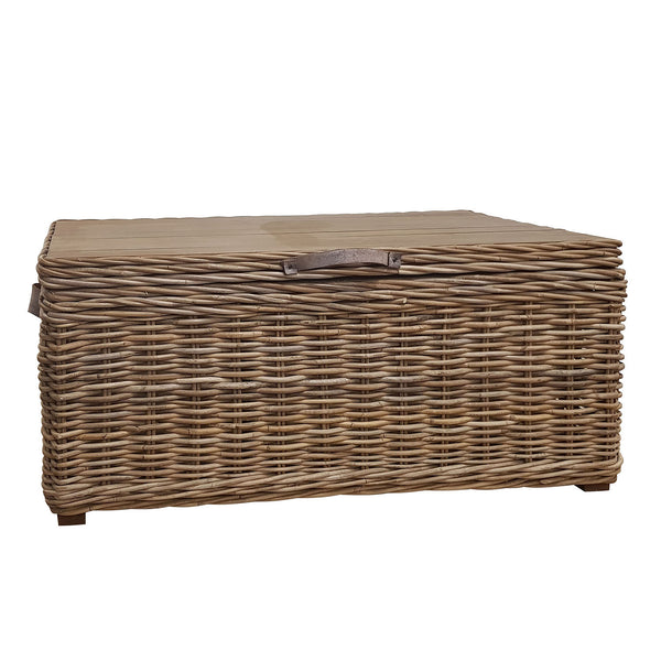 Wicklewood Grey Rectangular Trunk with Leather Handles