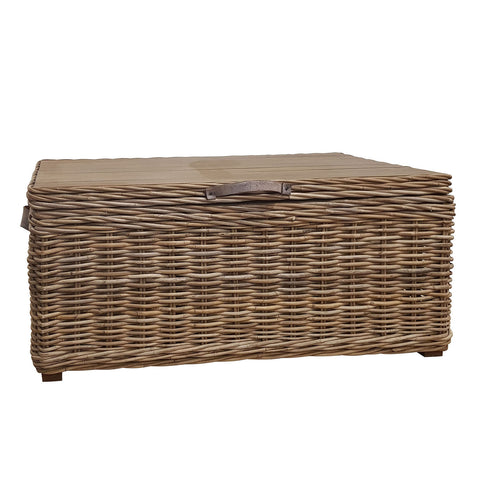 Wicklewood Grey Rectangular Trunk with Leather Handles