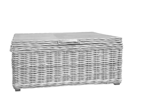 Wicklewood White Rectangular Trunk with Leather Handles
