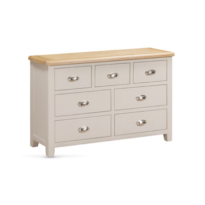 Windermere Oyster Grey Painted & Oak Chest of Drawers - 3 Over 4